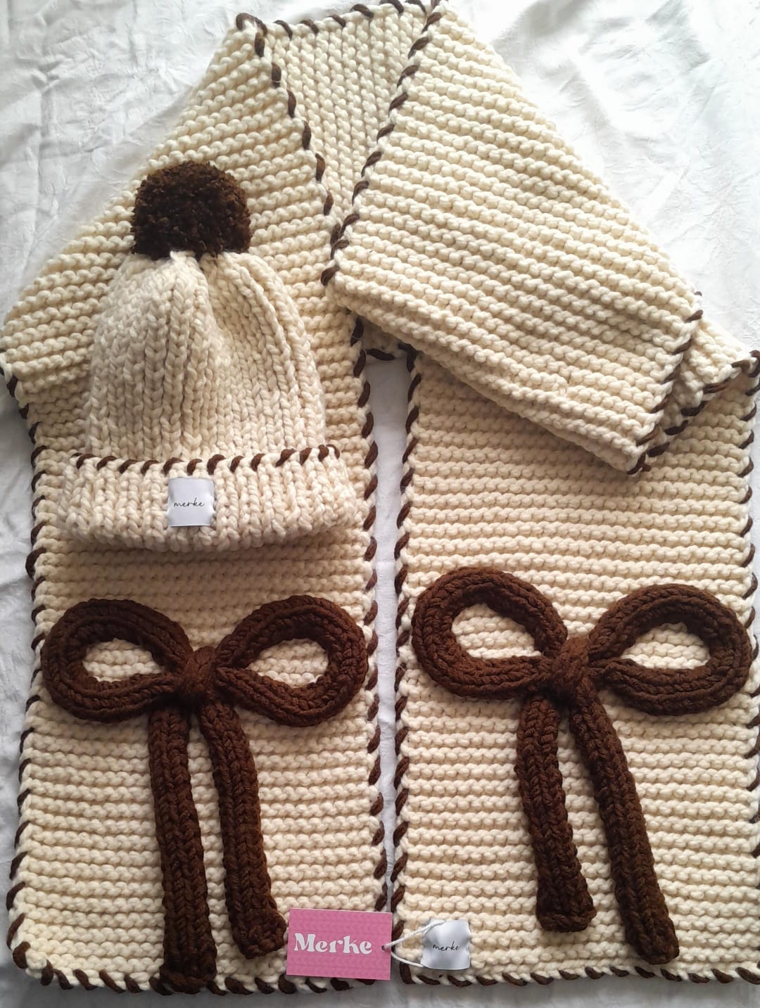 Ribbon El Örgüsü Atkı + Bere