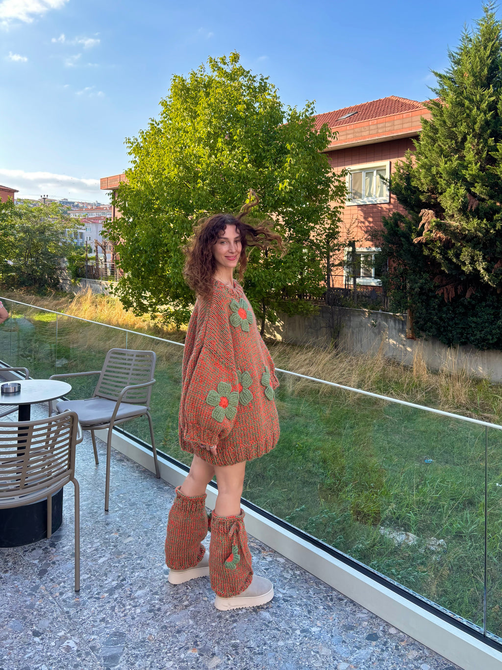 Bloomy El Örgüsü Kazak Elbise + Tozluk