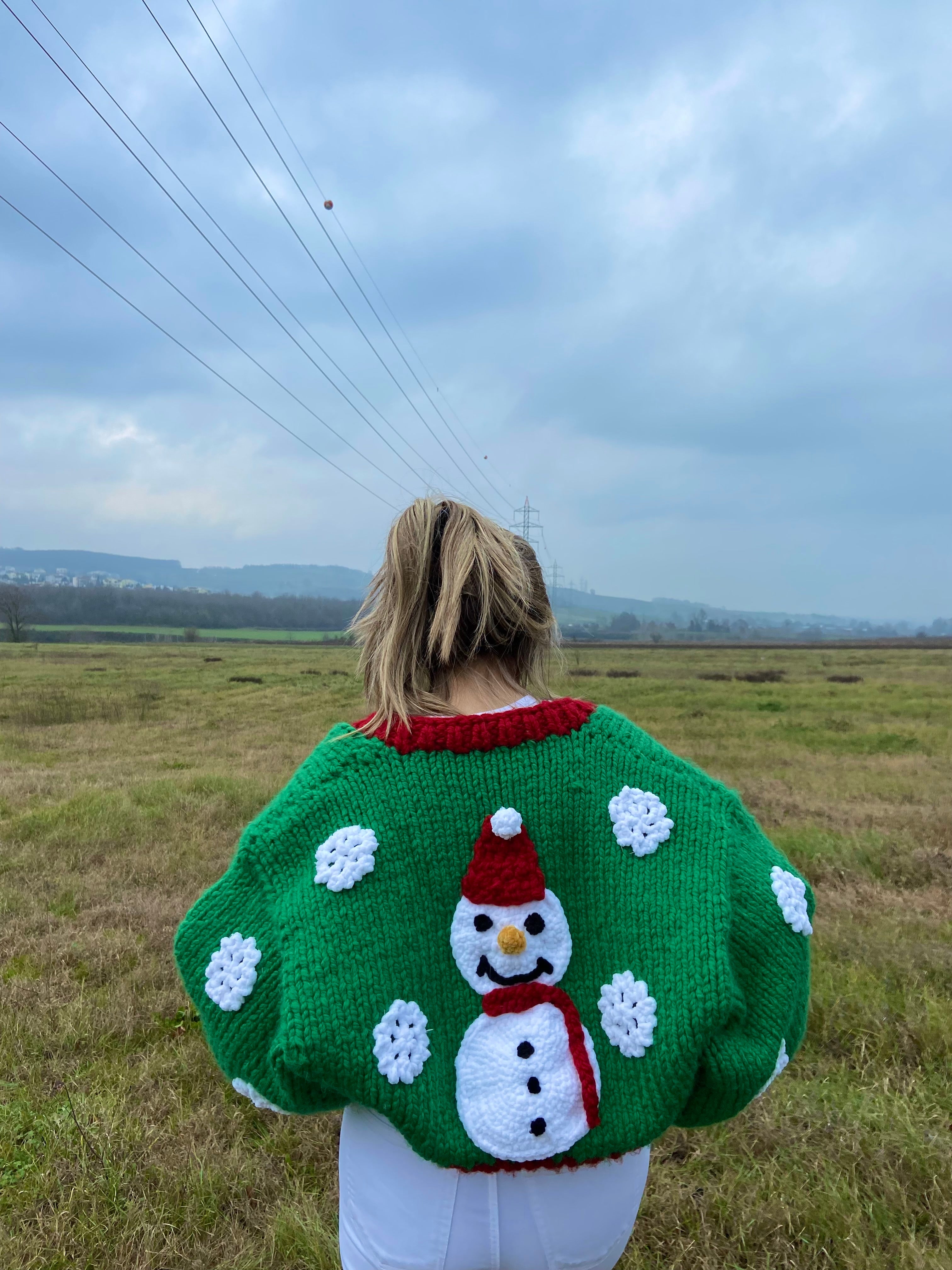 Snowman El Örgüsü Hırka