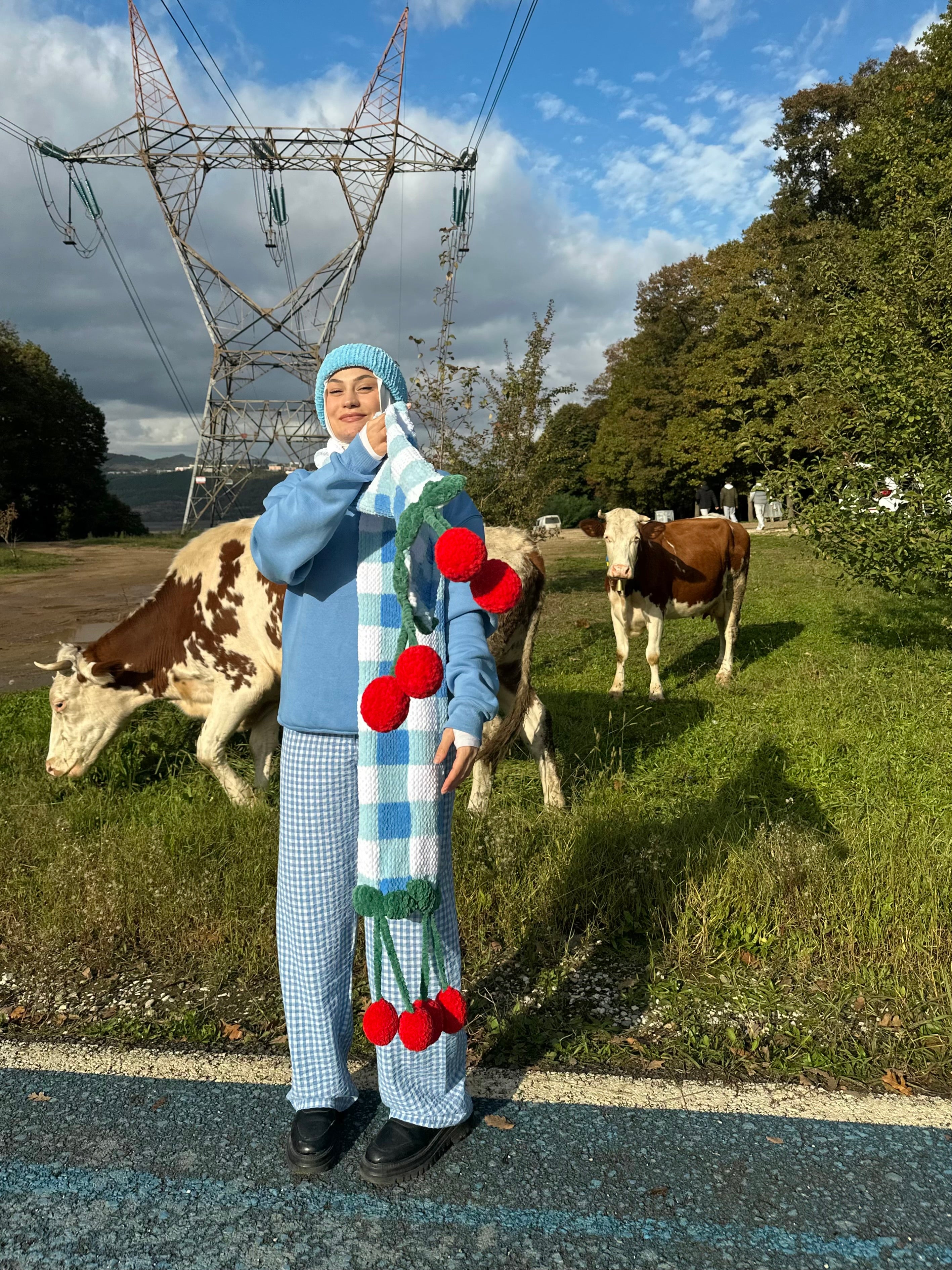 Cherry Pöti El Örgüsü Atkı