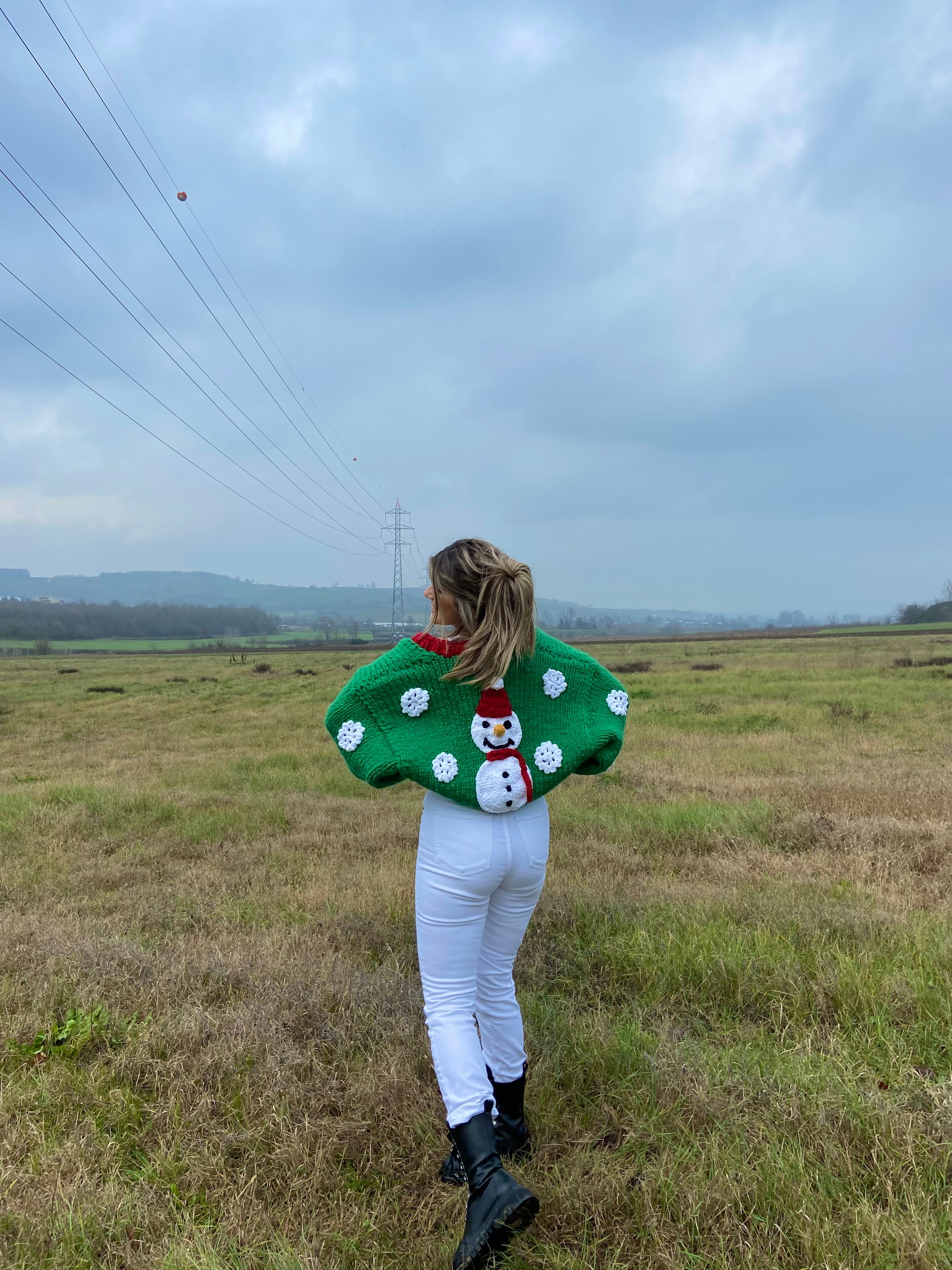 Snowman El Örgüsü Hırka