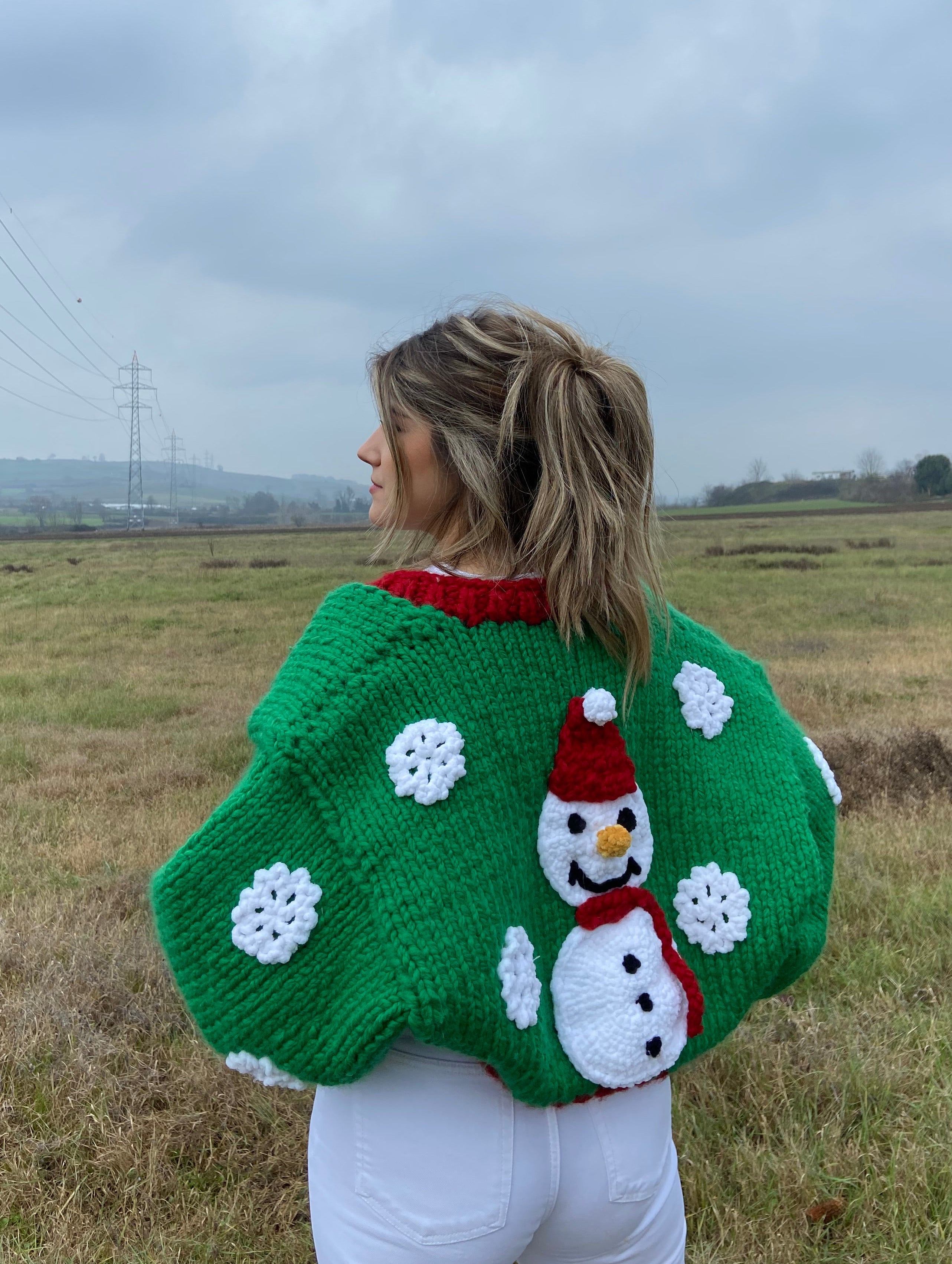 Snowman El Örgüsü Hırka