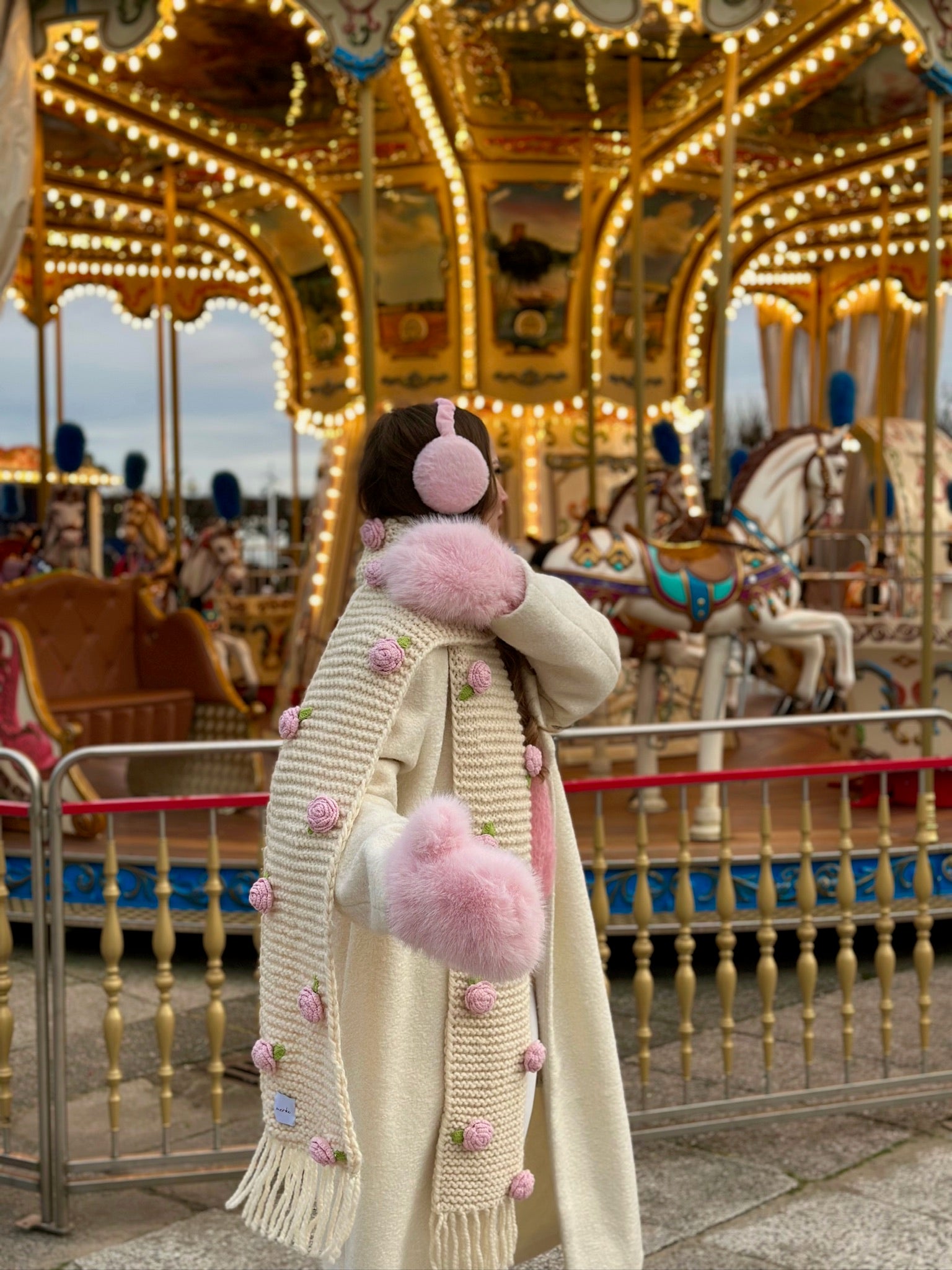 Rose El Örgüsü Atkı + Bere