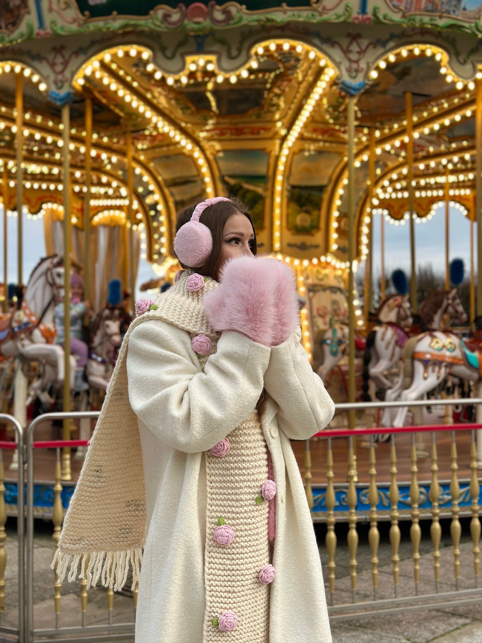 Rose El Örgüsü Atkı + Bere