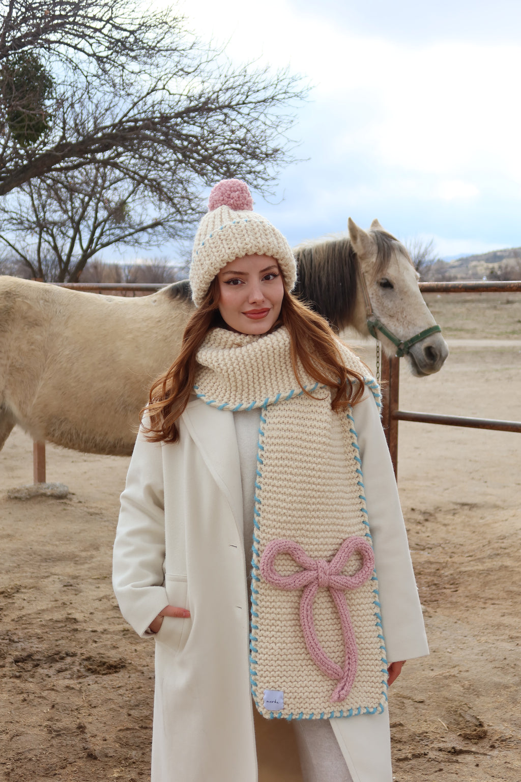 Ribbon El Örgüsü Atkı + Bere