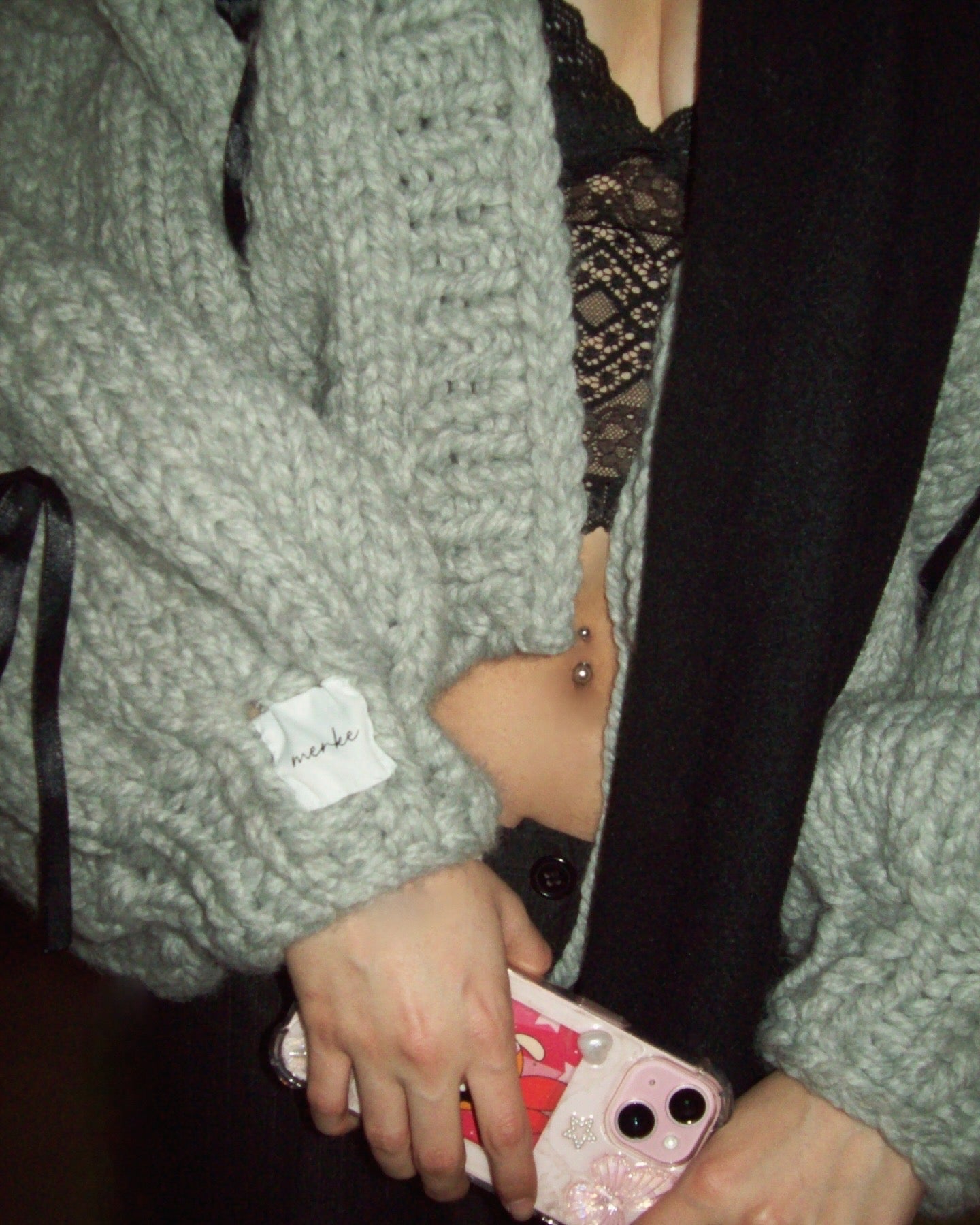 Black Ribbon El Örgüsü Hırka