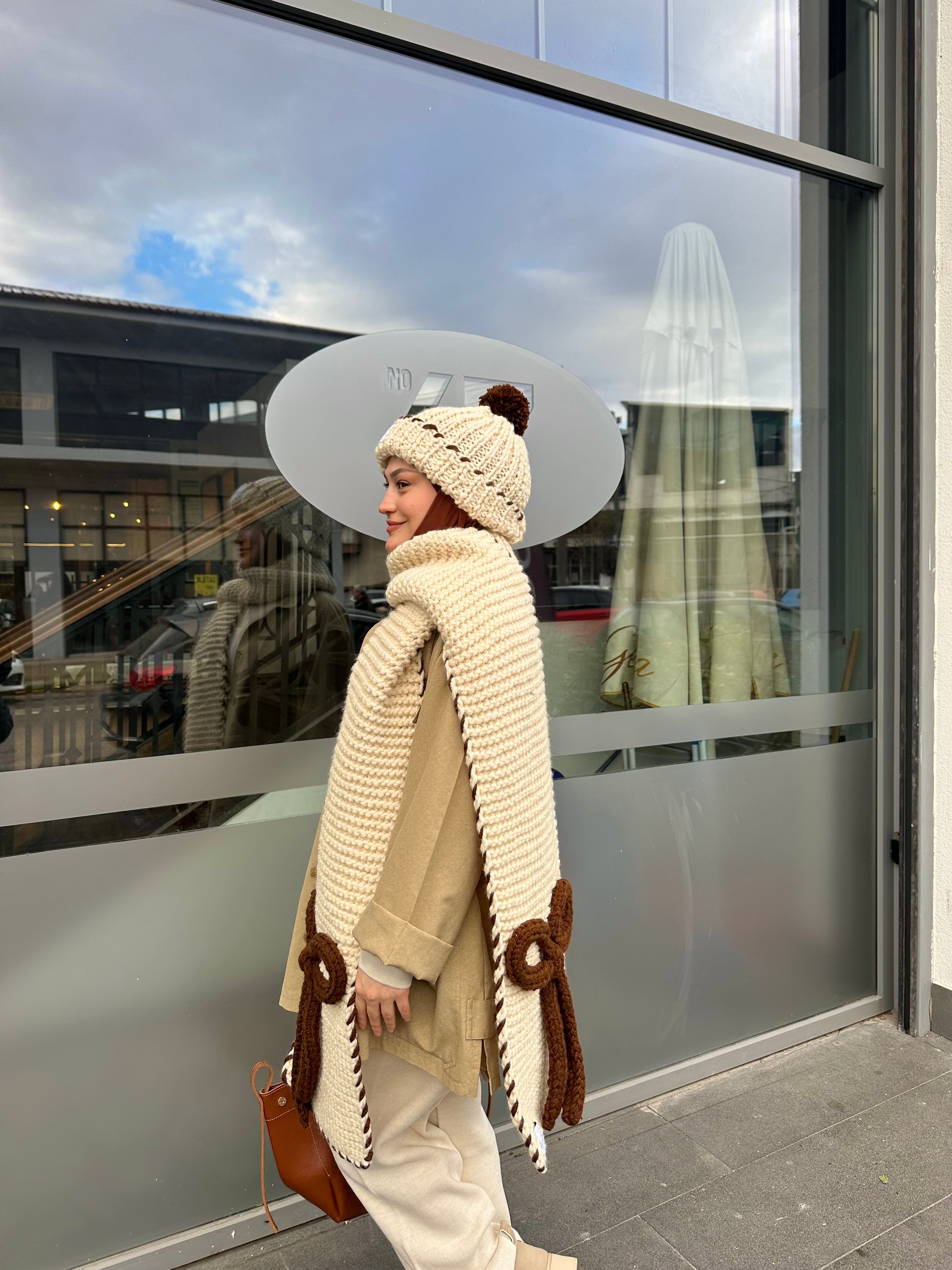 Ribbon El Örgüsü Atkı + Bere