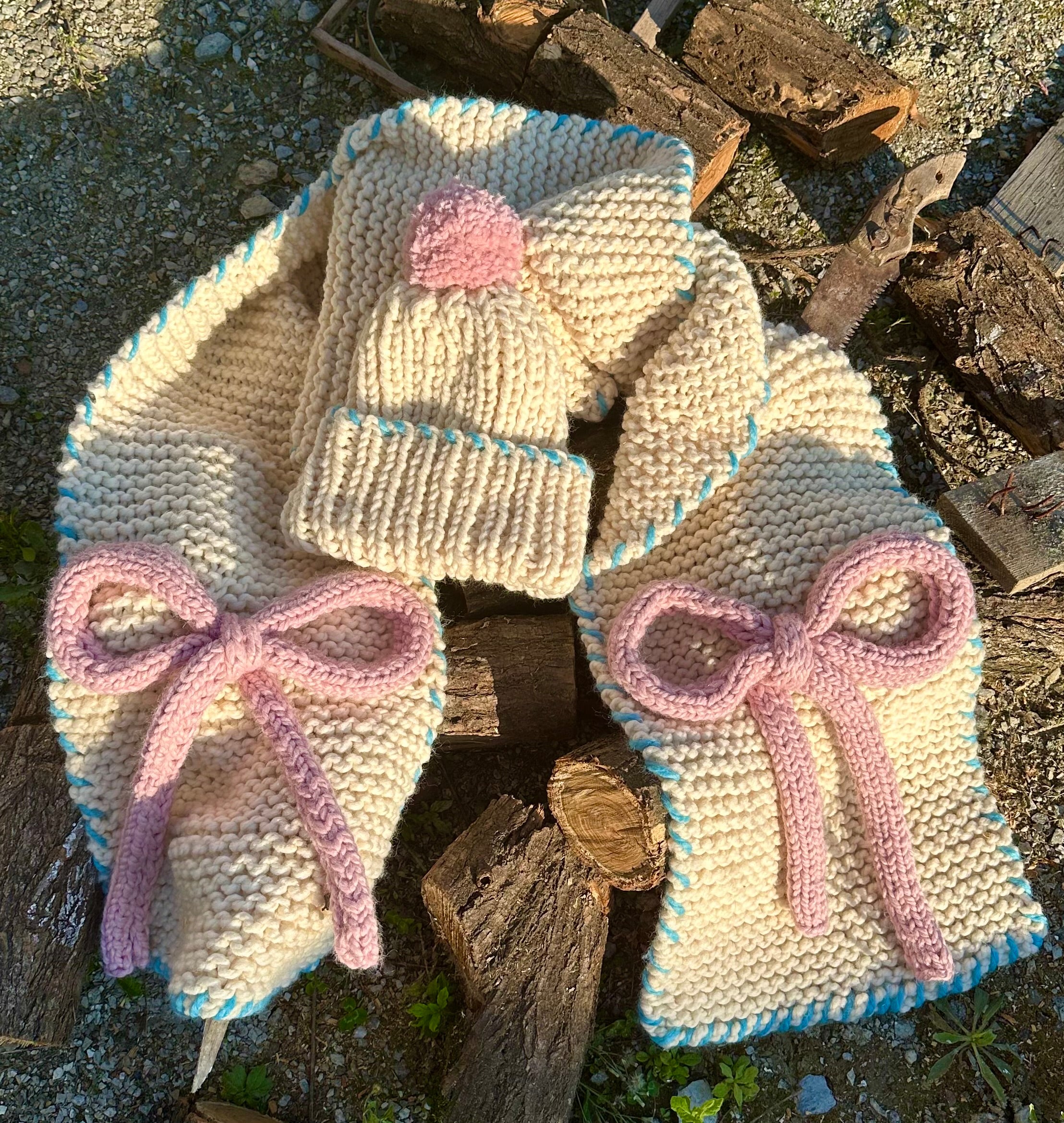 Ribbon El Örgüsü Atkı + Bere