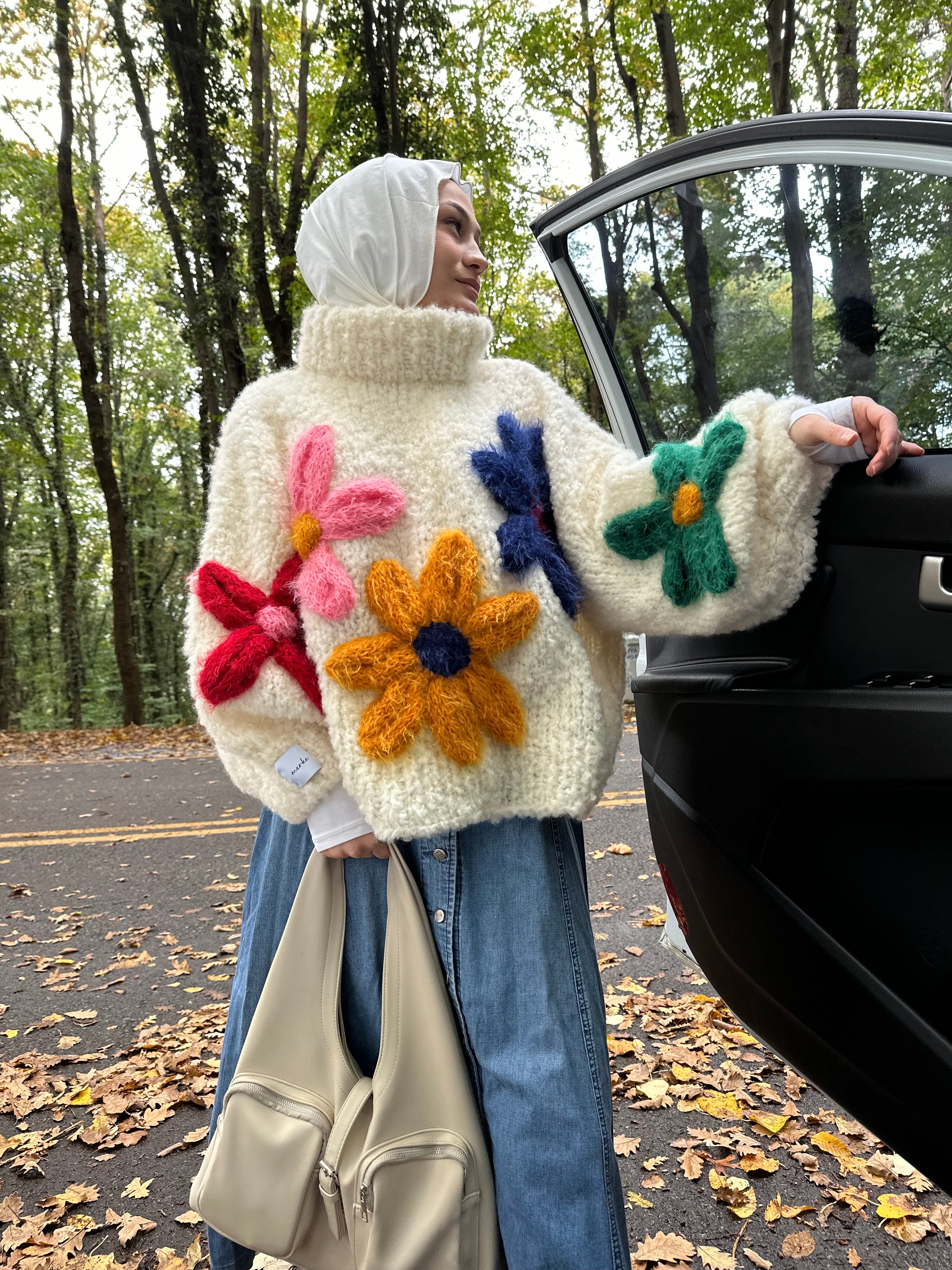 Fluffy Bloom El Örgüsü Kazak